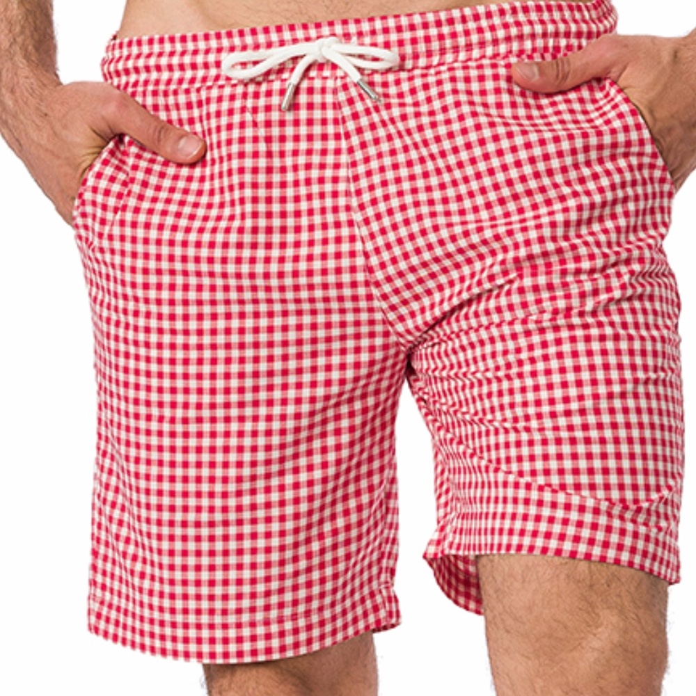Suvi NYC Men's Checkered Pattern Shorts. Bermuda Casual Summer Cotton
